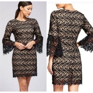 Dress The Population Black Lace Paige Bell Sleeve Dress Size Medium